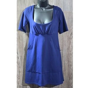 Susana Monaco Dress Layered Hem Cobalt Blue Scoop Neck Mini Women's‎ Medium